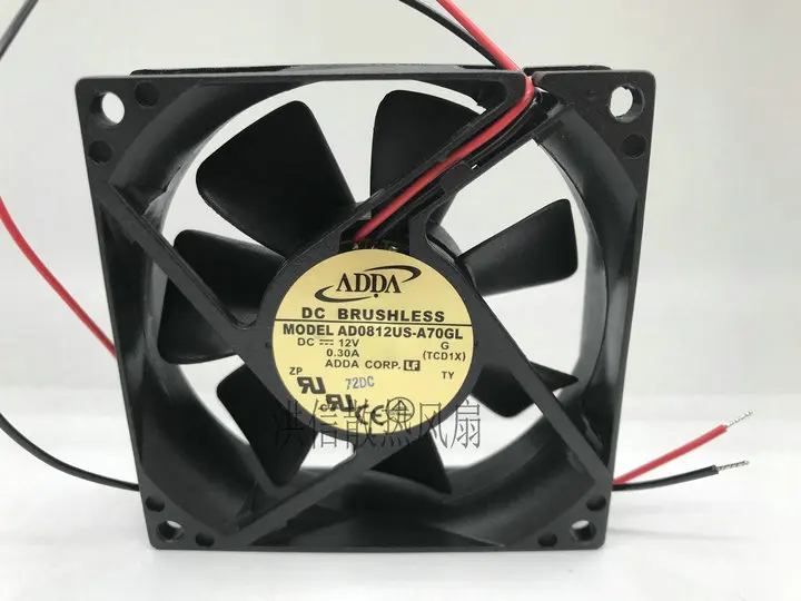 

ADDA AD0812US-A70GL DC 12V 0.30A 80x80x25mm 2-Wire 80MM Cooling Fan