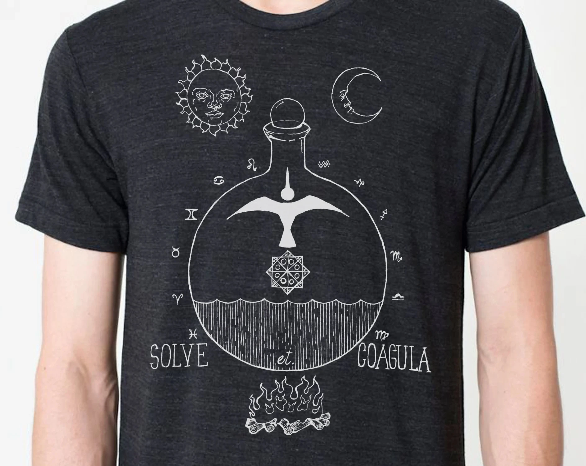 Camisa triblend alquimia: resolve et coagula design oculto camisetas gráficas retro streetwear tripulação-pescoço manga curta camiseta masculina