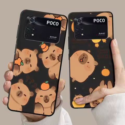 Black Soft Case for Xiaomi Poco M5 X4 Pro 5G M3 C50 C51 F1 F5 M4 Pro 5G X4 GT X3 NFC C40 F3 GT X3 Cartoon Capybara Cover Funda