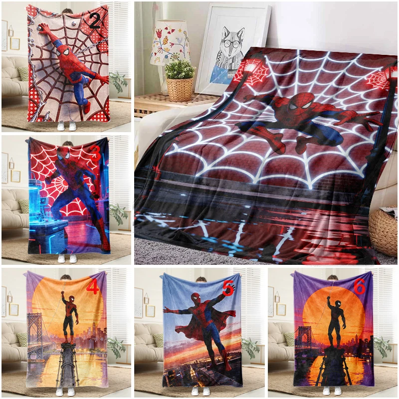 

Marvel Spiderman Jump Blanket Flannel Throw Warm Sofa Bed Cover Superhero Home Decor