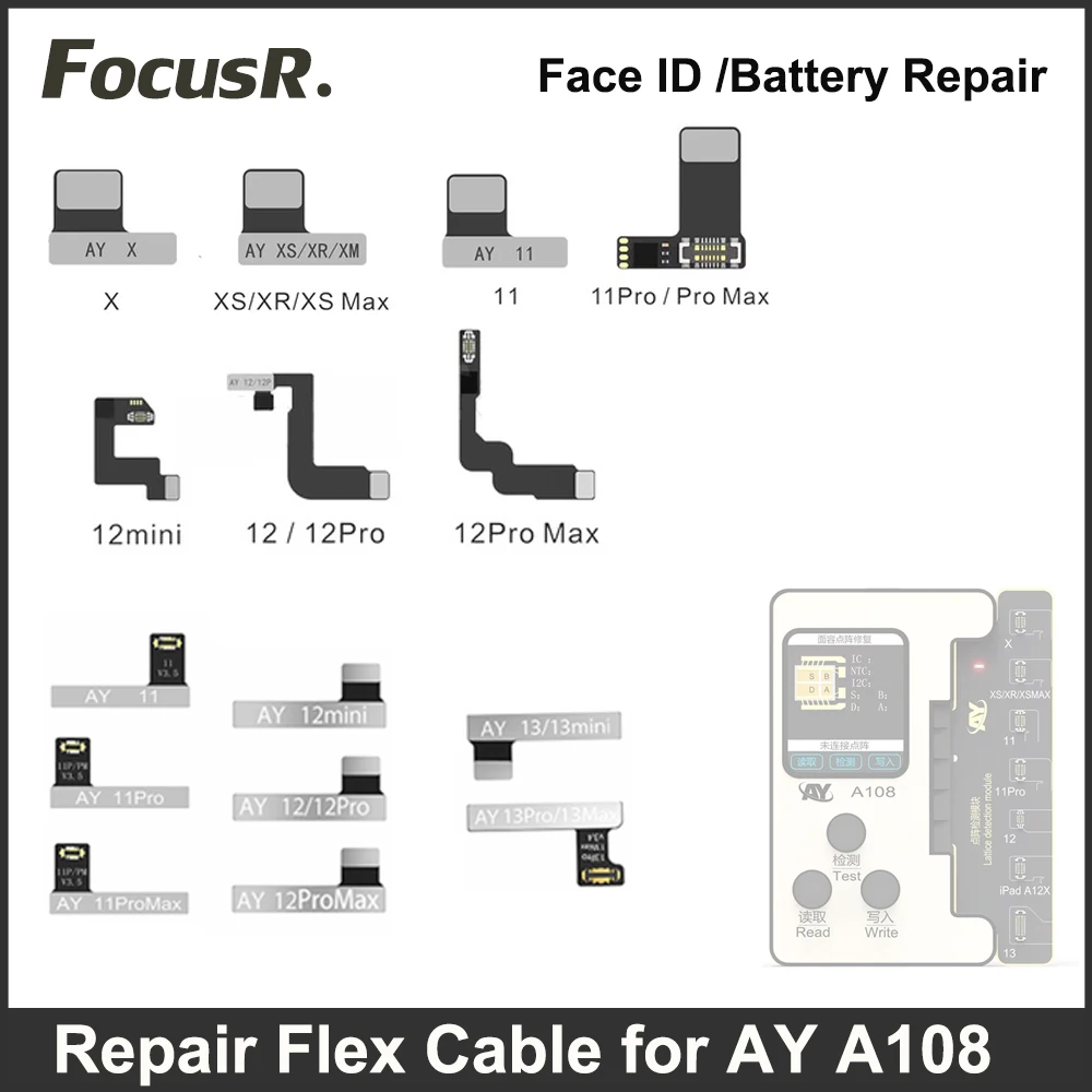 

AY A108 Dot Matrix Repair Battery Flex Cable for iPhone X XS XR 11 12 mini 13 Pro Max Read Write Face ID No Soldering Flat Tools