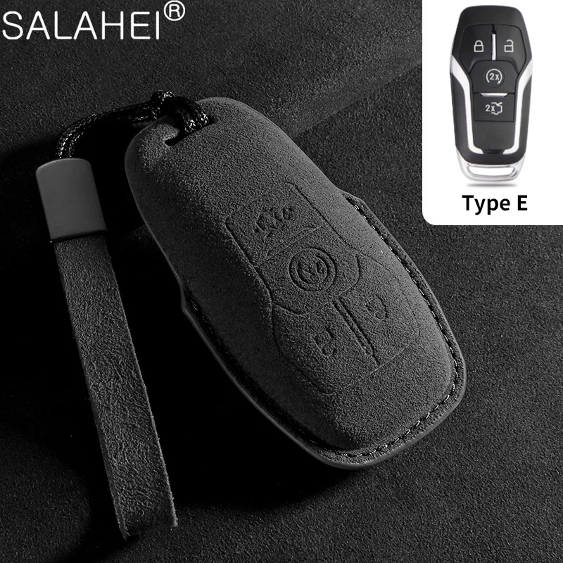 

3 4 Buttons Suede Smart Remote Key Case For Ford Mustang Edge Explorer Fusion Mondeo Kuka Car Shell Fob Uncut Blade Accessories