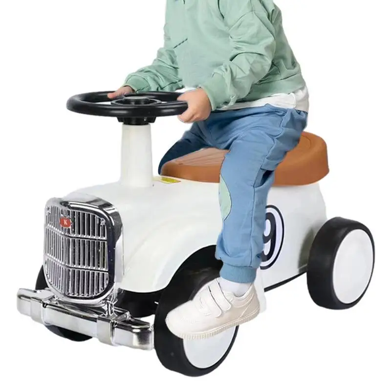 Vintage Toddler Car 3 In 1 Ride On Cars For Toddlers With Limited Steering Wheels And Anti-Rollover Wheels Kid Driving Car