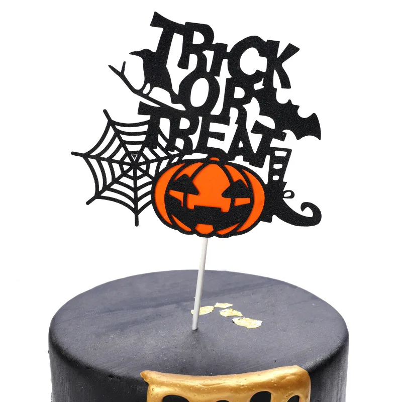 Halloween Cake Toppers DIY Cupcake Topper Castle Ghost Witch Vampire Pumpkin Cake Flags Kids Birthday Wedding Party Baking Decor