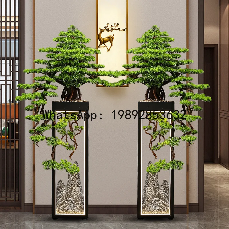 

X-22 artificial welcoming pine tree - large floor-standing ornament for tea room, office, living room - podocarpus decor