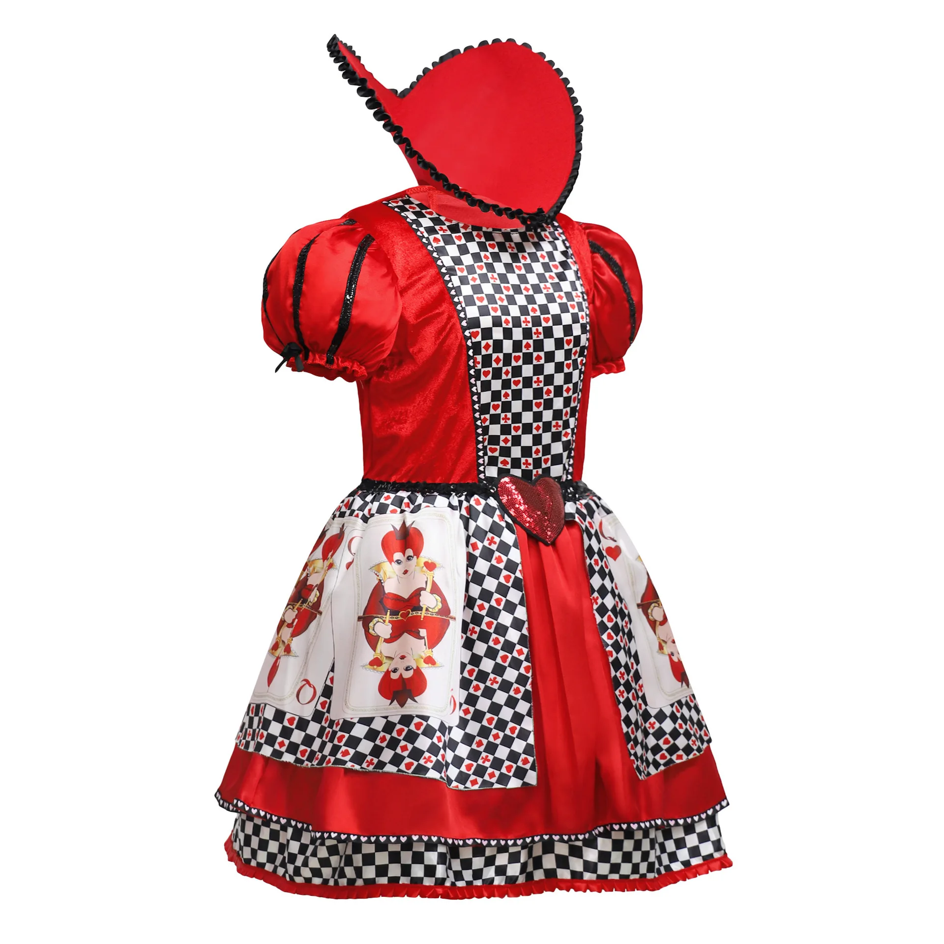 Girl Dress Queen of Hearts Cosplay Alice in Wonderland Poker Puffy Princess Dress Halloween Cosplay Clothing Princess Costume