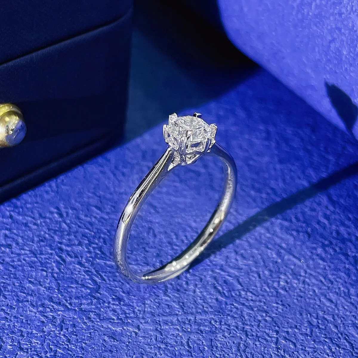 على شكل قلب ستة مخالب مختبر نمت خاتم الماس 18 قيراط الذهب الأبيض مجموع 0.5ct/1.03ct قطع مستديرة مختبر الماس خاتم الخطوبة