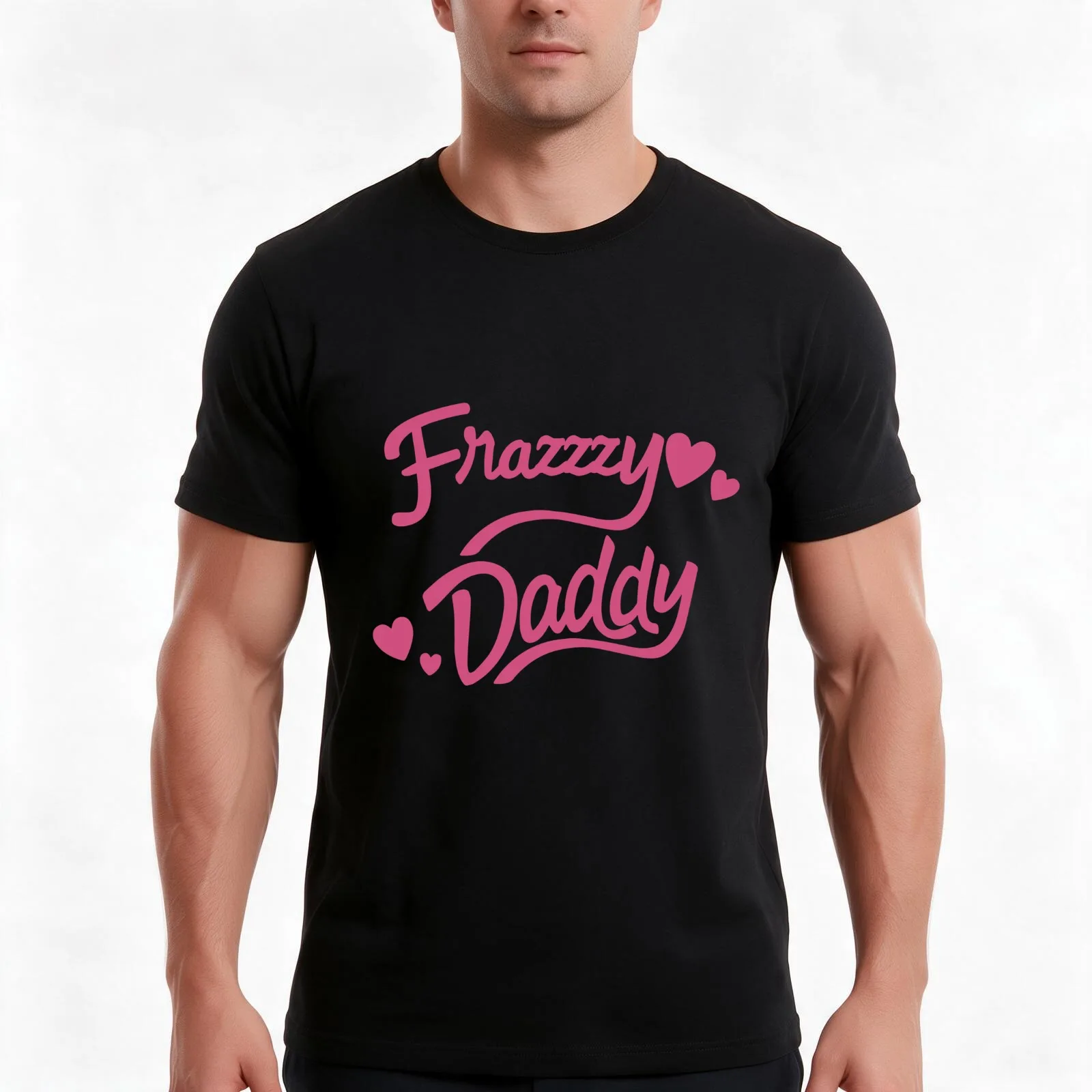 Frazzzy Daddy Print T-Shirt, Summer Casual Cotton Tee, Oversized Streetwear Tops, Vintage Graphic Print, Loose Fit Short Sleeve