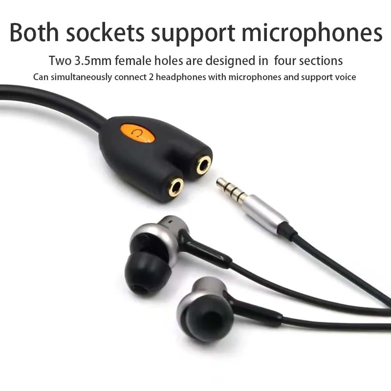 1/2 Audio Cable 3.5mm 2-In-1 Female Headphone Microphone Sound Card Dual Mobile Live Streaming Adapter Cable