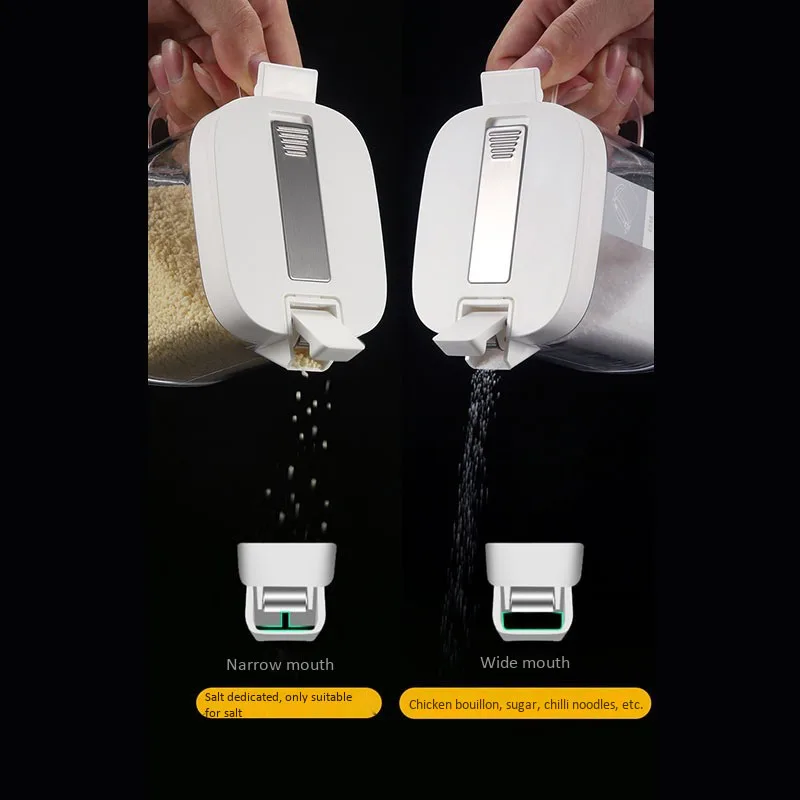 AA94-Auto Flip Seasoning Box Wall Mounted Plastic Condiment Container With Spoon,Spice Jars Kitchen Supplies