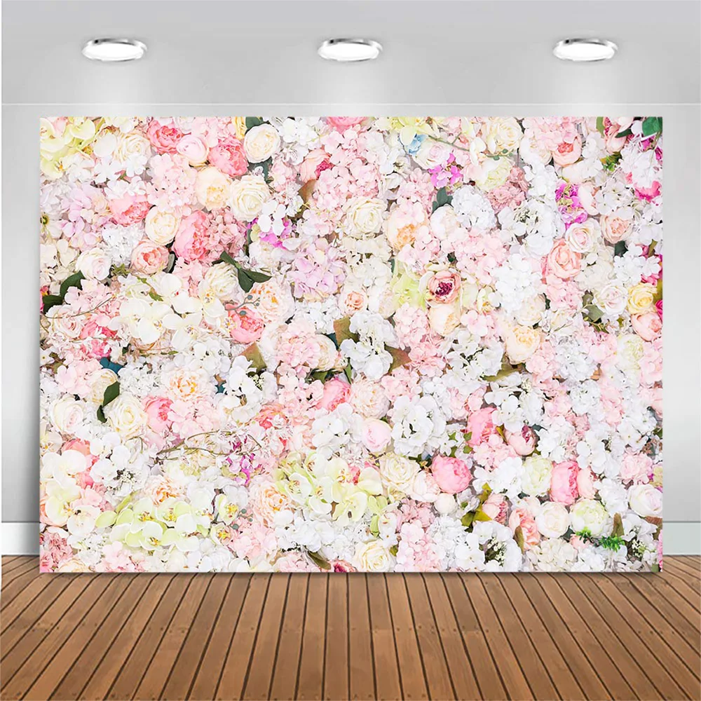 Mocsicka Colorful Flower Wall Photo Background Wedding Banner Women Birthday Backdrop Photo Studio Photography Props Party Decor