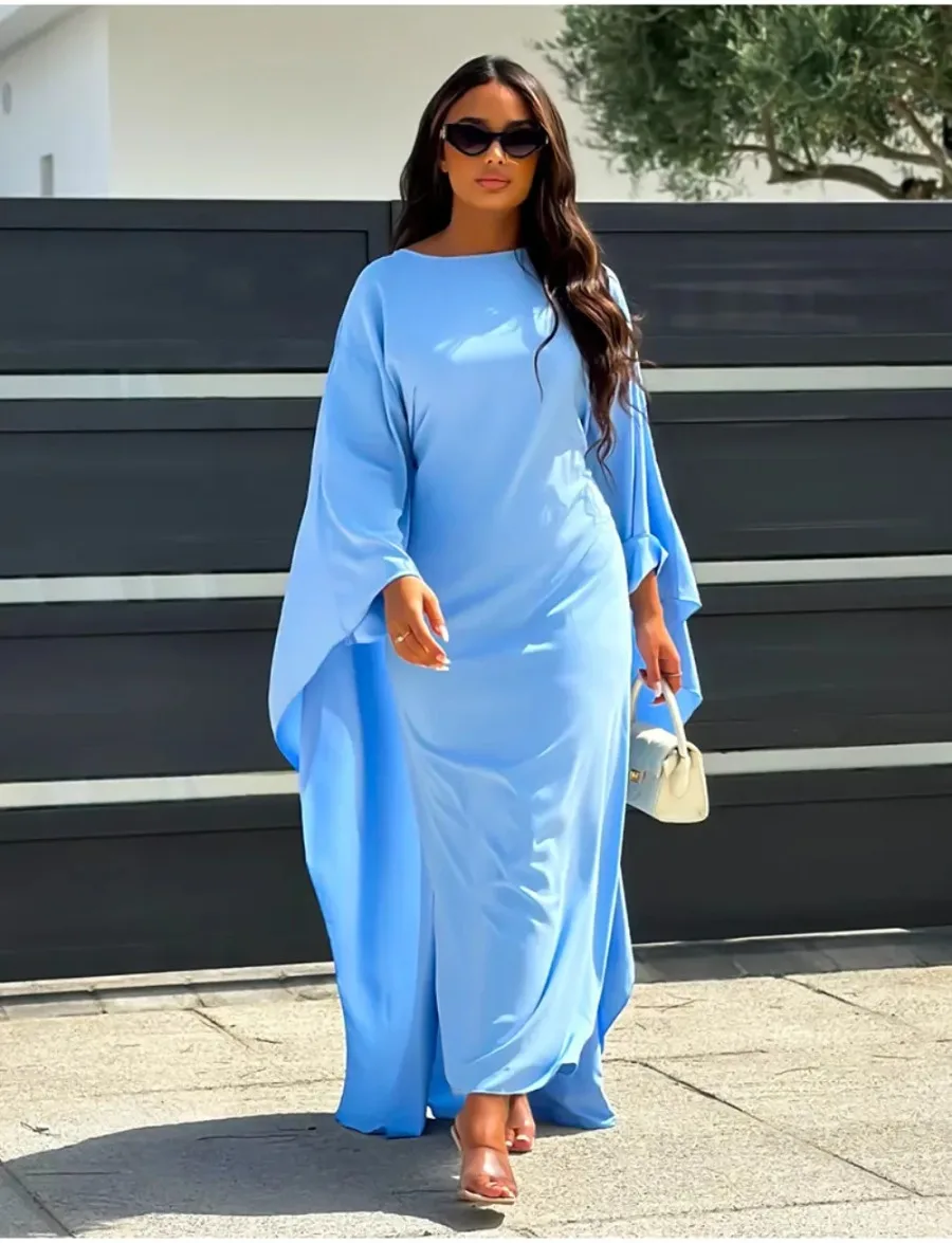 Ramadan Abaya Islam Muslim Summer Batwing Sleeve Maxi Dress Kebaya Abayas For Women Kaftan Robe Musulmane Femme Vestidos