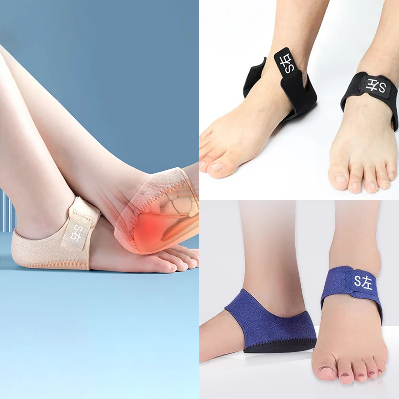 1 peça protetor de calcanhar de silicone de borracha de silicone fasciitese plantar amortecimento almofada de sapato meio tamanho meia manga de meia tamanho inserção de amortecimento
