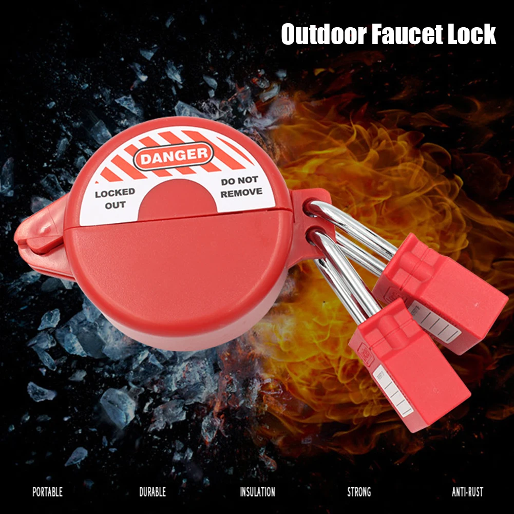 Red Padlock Cylinder Tank Lockout Safety Valve Padlock ABS Outdoor Faucet Lock Garden Tap For Office buildings Parks