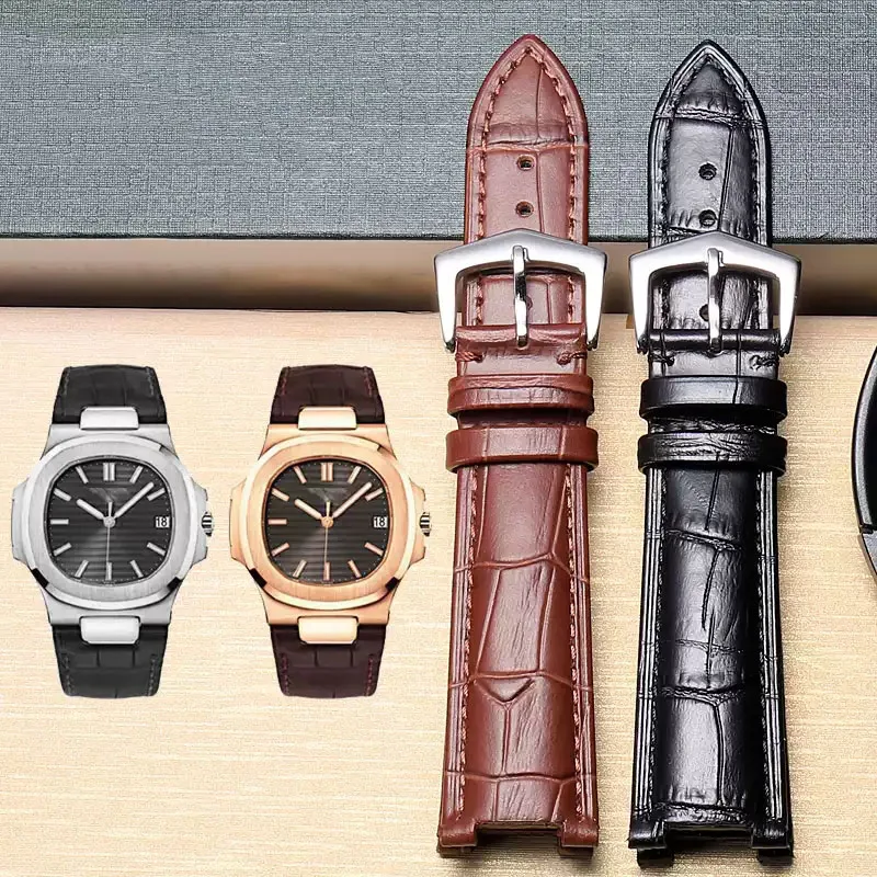 Watch Band For Patek Philippe 5711 5712G Nautilus Watchs Men Women Concave convex mouth Genuine Leather  Watch Strap 25-12mm