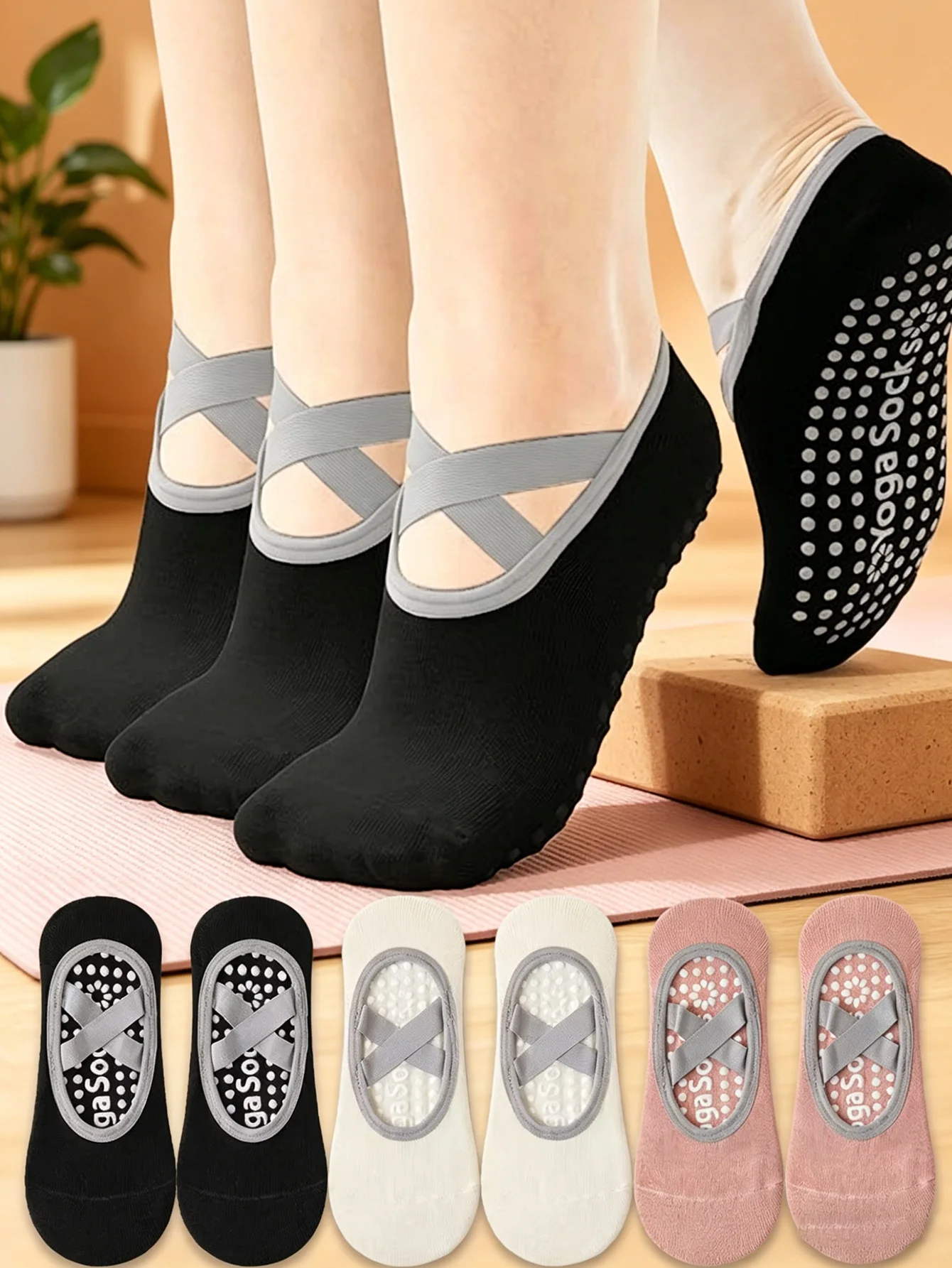 Trampoline Park Sock - 3 pares de meias de ioga