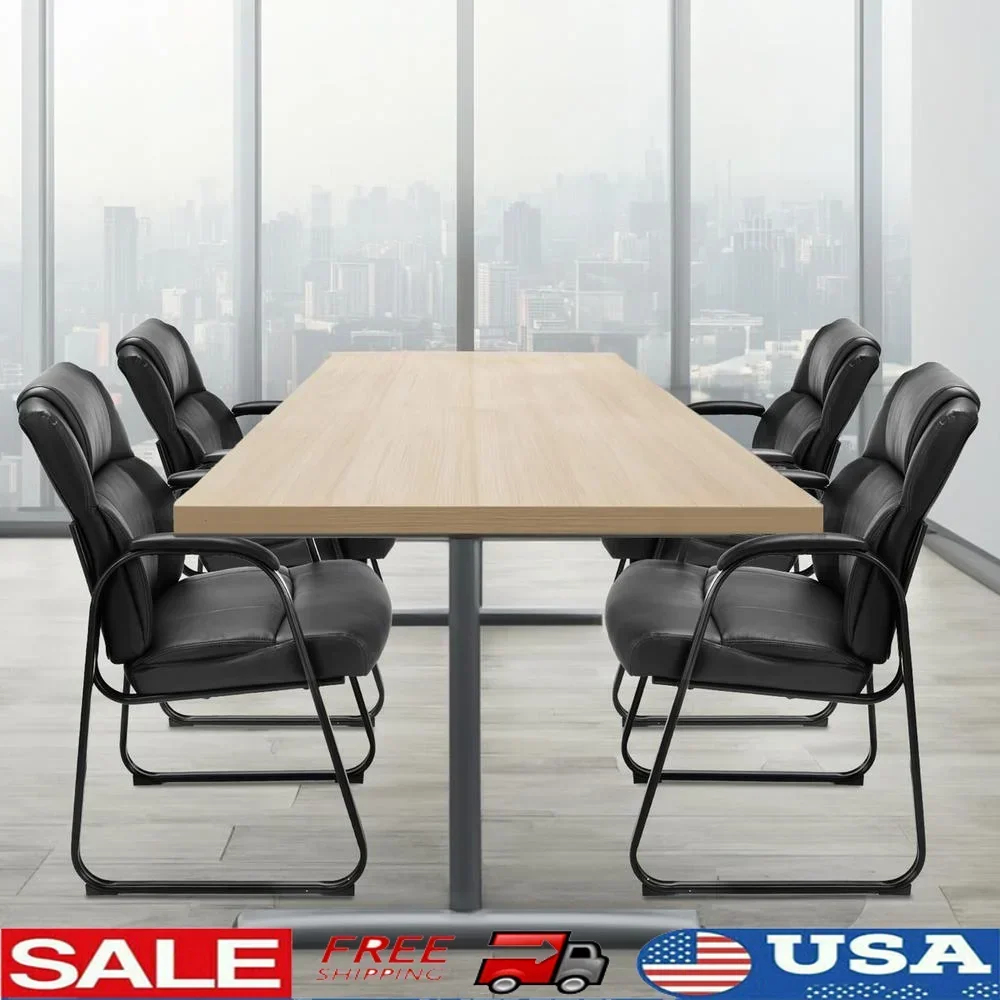 Conjunto de cadeiras ergonômicas de couro para convidados com 4 braços acolchoados, sala de espera, lobby de escritório