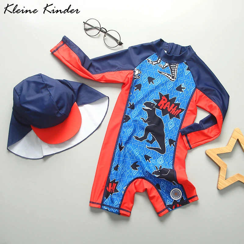 Swimsuit Boy Dinosaur Long Sleeve Children's Swimwear One Piece UV Protection Rashguard Kids Boys Swimming Bathing Suit Baby