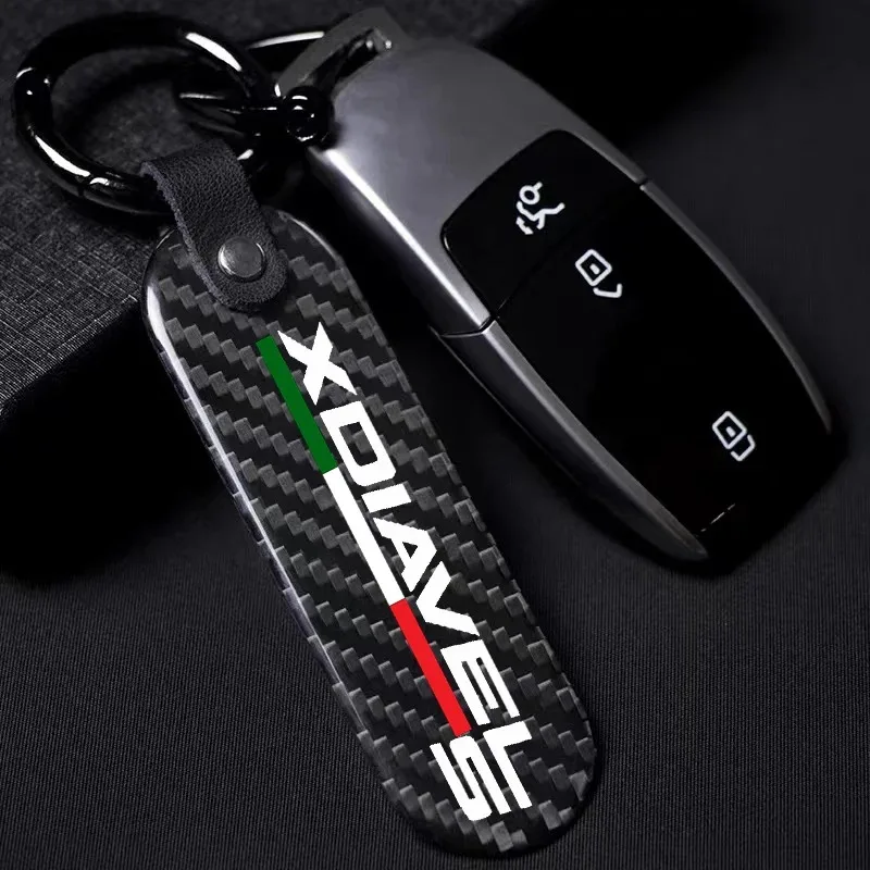 1PCS For Ducati XDiavel X-Diavel 1200 1260 1260S Diavel1200 Accessorie Motorcycle Keychain Keyring Carbon FiberHigh-Grade