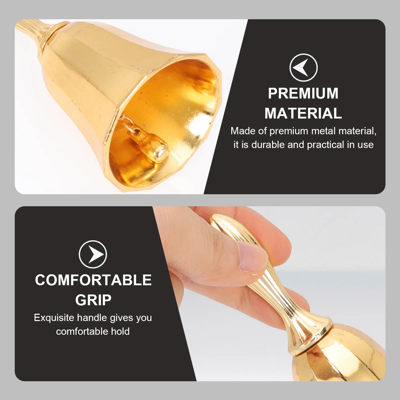 

Vintage Christmas Decor Chuancai Bell Hand Bells Adults Desk for Service Handle Golden Handheld Hand-held Office