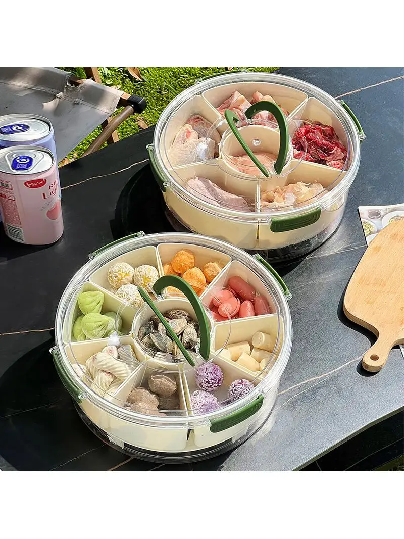 

Large Capaci Kitchen Spice Storage Box with Handle Transparent Fruit Tray Sna Plate Refrigerator Preservation Box