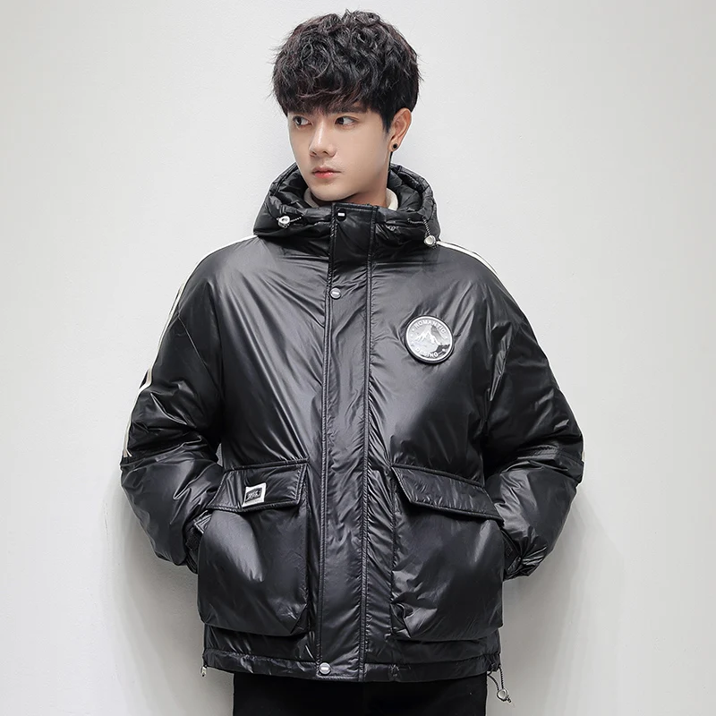 

Высококачественная повседневная модная однотонная универсальная корейская короткая пуховая куртка HE Brand из летней коллекции 2024 года