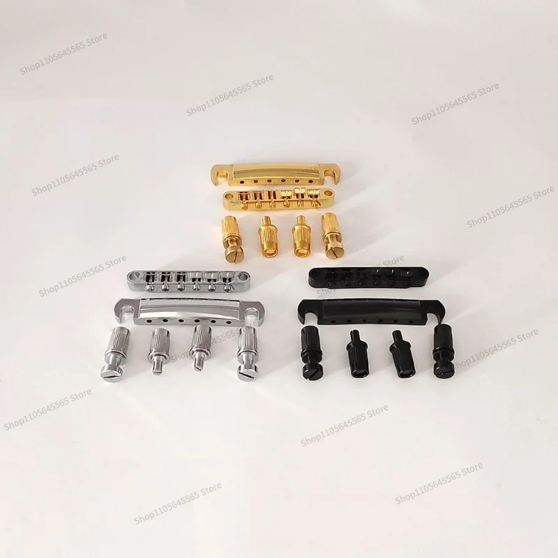 For Electric Guitar Under-string Bridge Pull-out String Plate, Rear String Bridge  Piano Bridge with Columns  Black  Finish