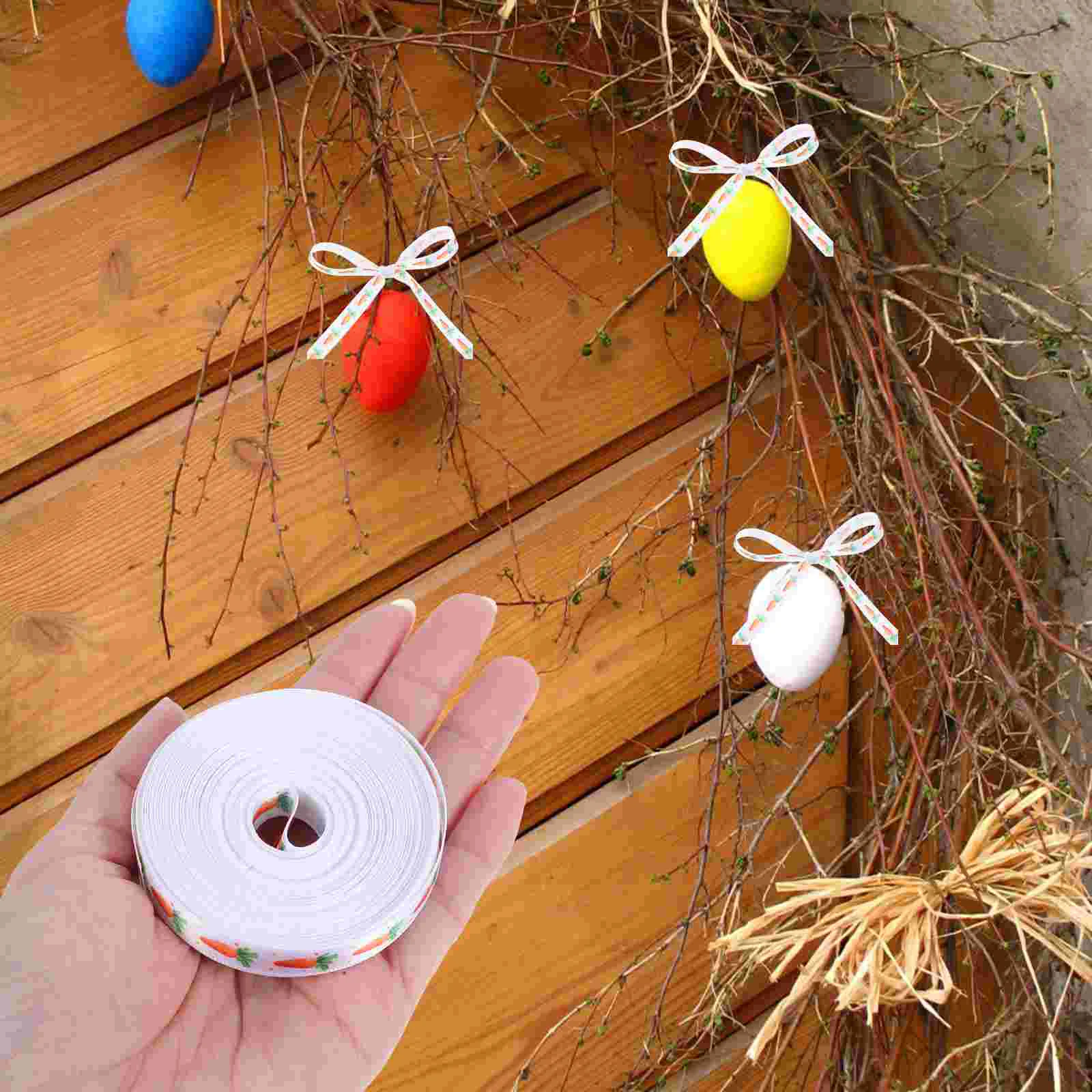 Decorative Egg Ribbon Easter Spring Gift for Crafts White Bunny Rabbit Grosgrain