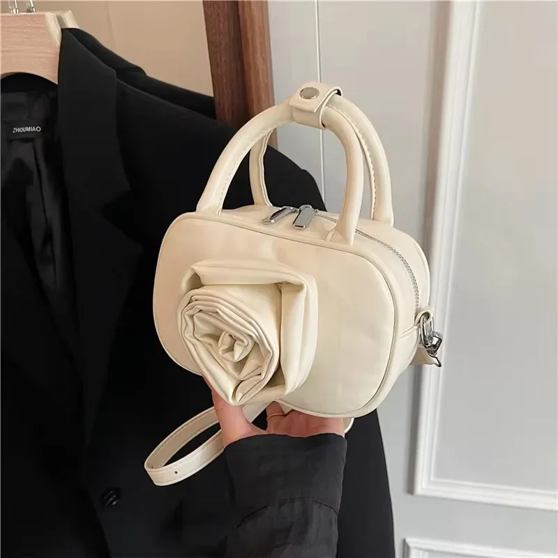 Three-dimensional Flower PU Square Shoulder and Crossbody Bags 2025 High Quality Sense of Luxury Personality Handbags for Women