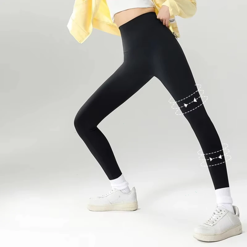 Autumn Winter High Waist Shark Leggings Women's Seamless Fleece Warm Leggings Slim Thin Casual Sports Fitness Leggings
