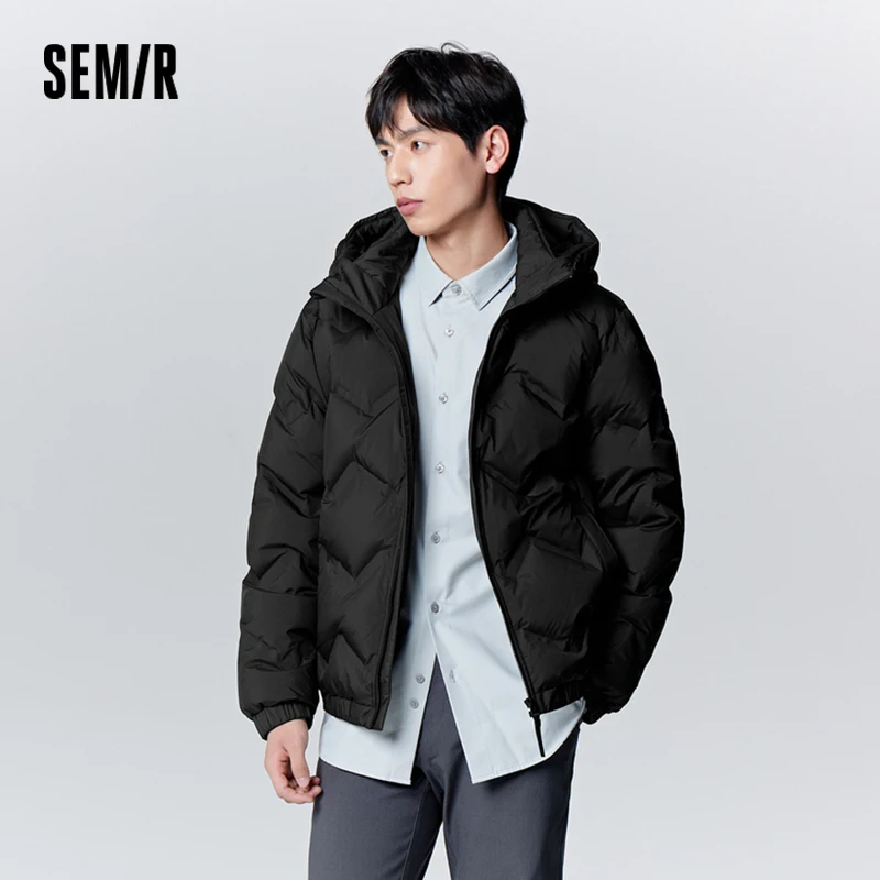 Semir Down Jacket Men Winter Lightweight Short Hooded Coat Fashion Design Sense Top