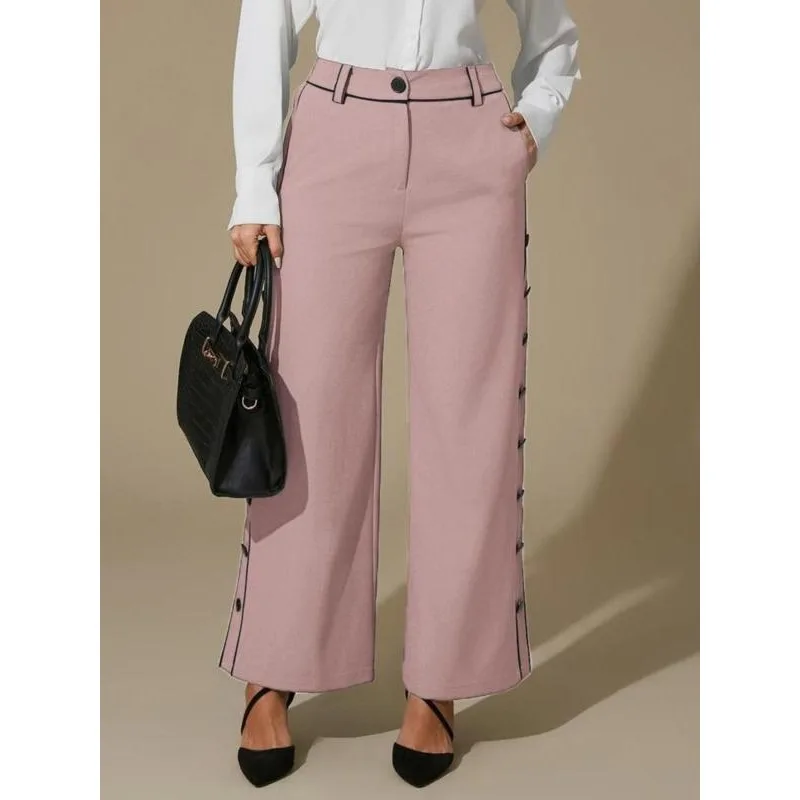 

Большие размеры, новые женские модные весенне-осенние брюки с высокой талией, прямые брюки, модные брюки, свободные женские повседневные брюки