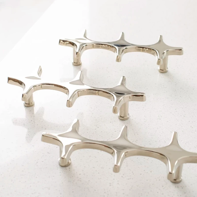 Modern Style Cross Furniture Handle Bright Chrome Cabinet Handles for Bedroom Wardrobe Bar Pull Drawer Cupboard Brass Hardware