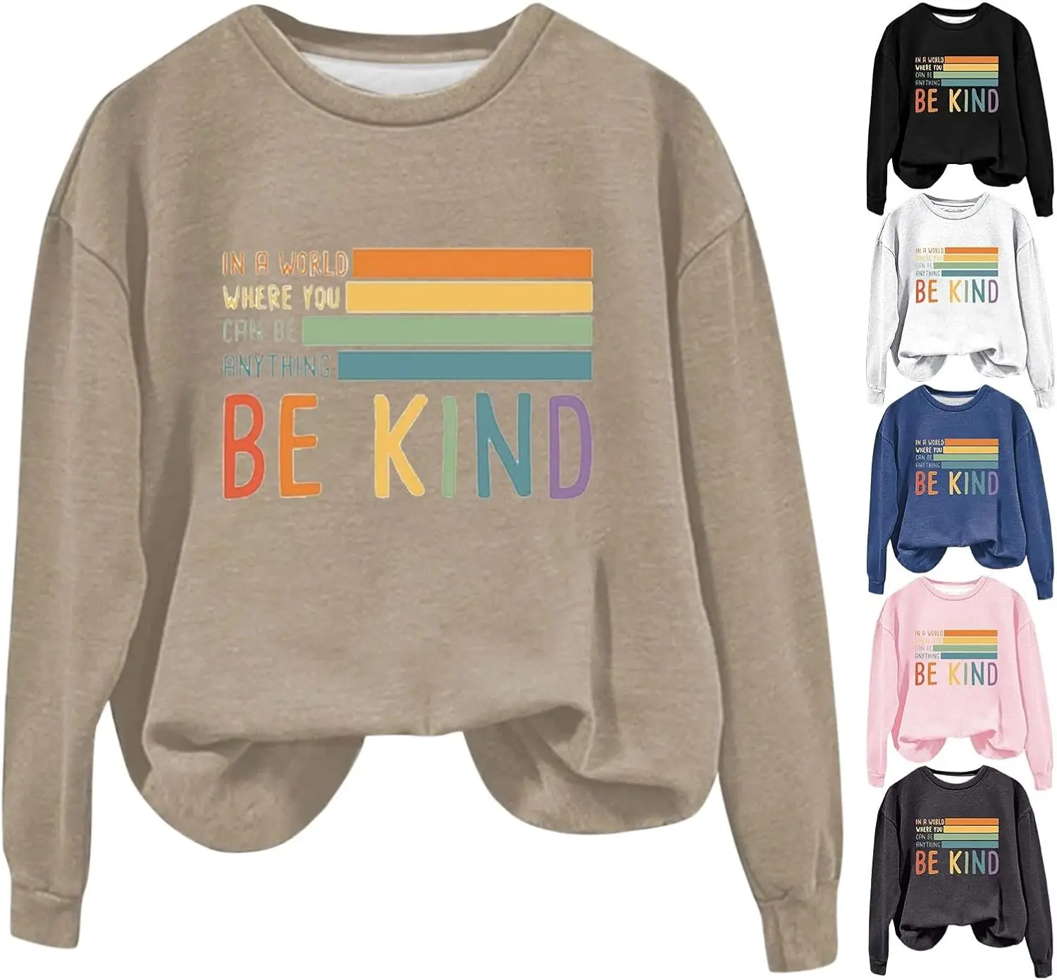 Be Kind Sweatshirt for Women Printed Casual Sweatshirts Crewneck Pullover Funny Shirt Crop Top Sweat Shirt