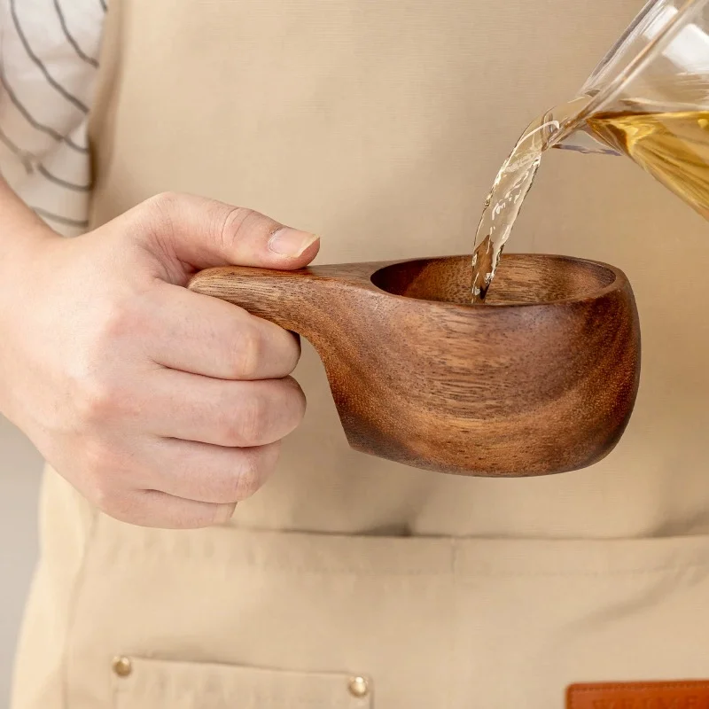 

2026 New 210ml Finland Kuksa Cup Acacia Wood Camping Mug Portable Outdoor Coffee Milk Cup With Cowhide Rope Bushcraft Drinkware