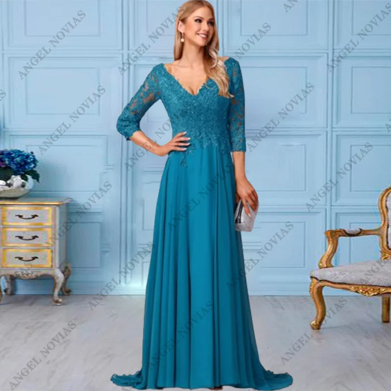 

Customized Long A Line Green Chiffon Mother of the Bride Dress Wedding Party Dress Vestidos Para Madre De Novia