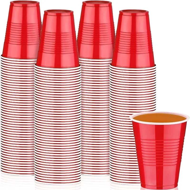 

50Pcs Plastic Party Cups In Red Or Blue Cups For Beer Pong Game Drinks, Soda, Punch, Barbecue, Cola Or Water Disposable