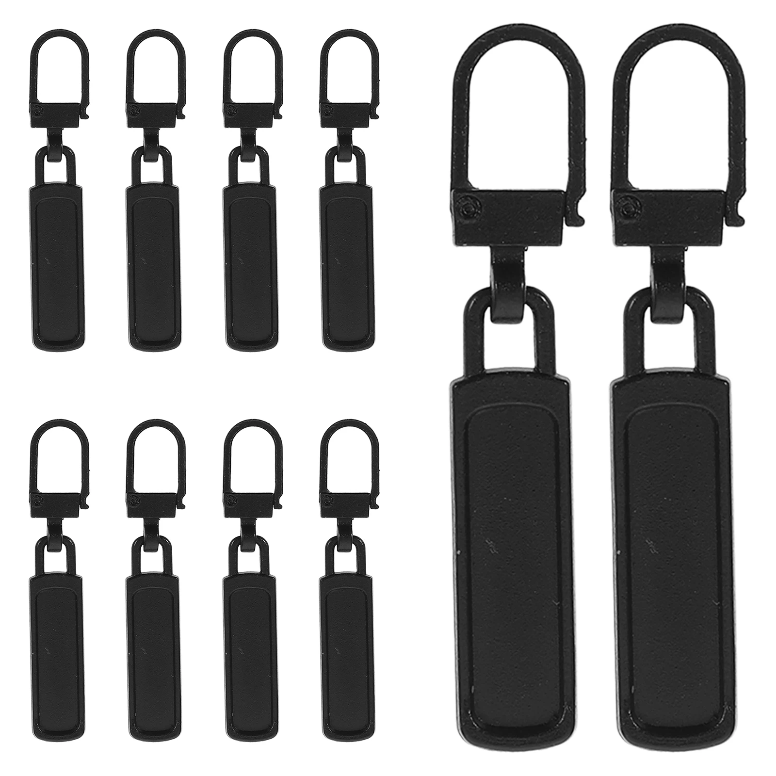 

10pcs Mini Zipper Pull Tabs Detachable Alloy Heads Black Repair Suitcases Bags Coats Craft Sewing Accessories Hardware