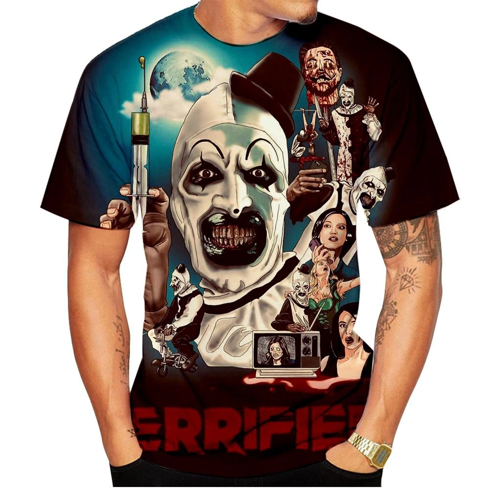 

Hot Sale Classic Movie Terrifier 3D Print T-Shirt Fashion Casual American Drama Horror Movie Poster Design Unisex Short Sleeve