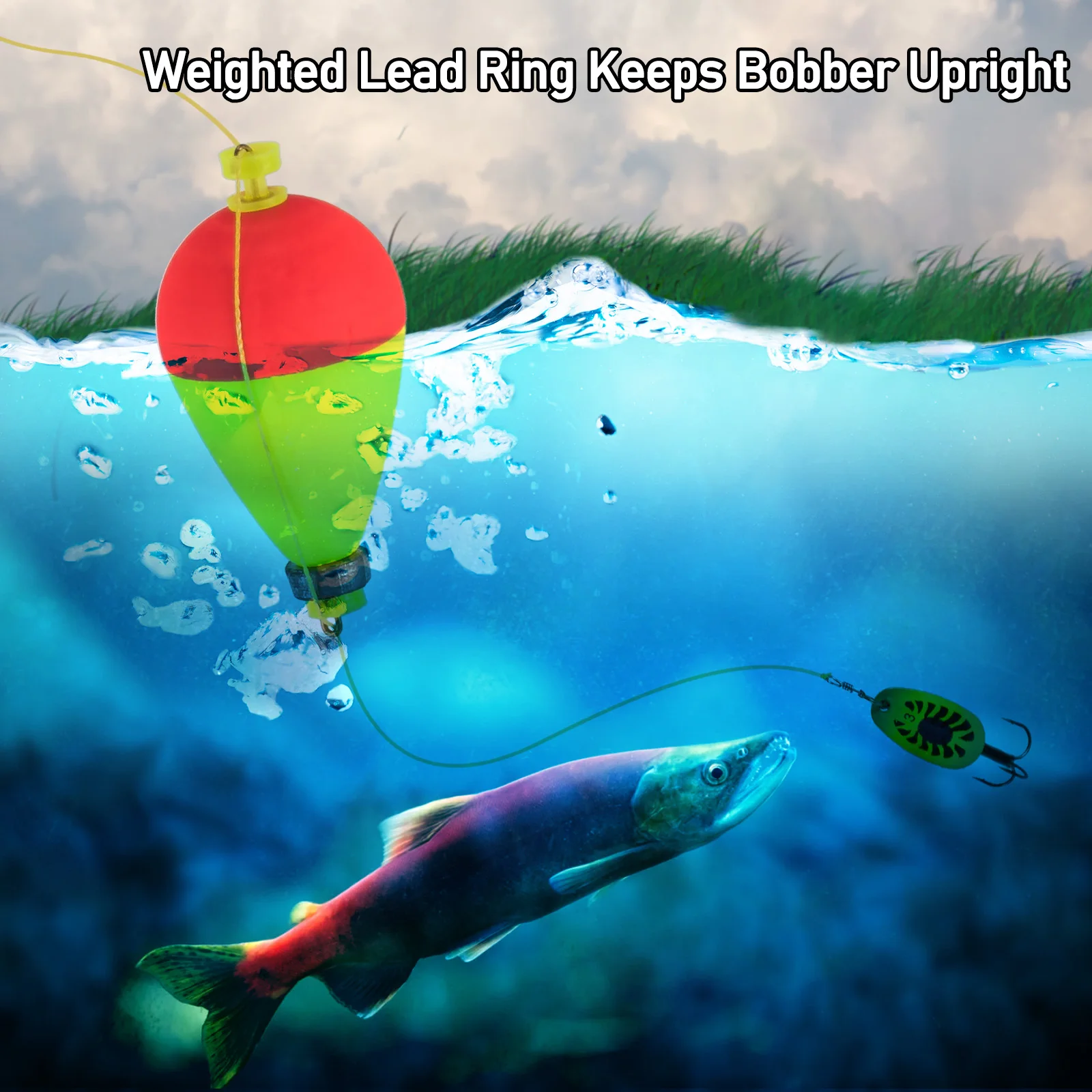 3pcs Fishing Weighted Bobbers Foam Floats Snap-on Pear Shape Buoy Bobber Strike Indicator for Bottom Rig Bass Trout Crappie