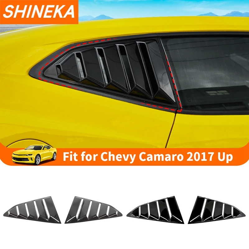 SHINEKA Car Rear Window Blind Vent Trim Louvers Scoop Decoration Cover For Chevrolet Camaro 2017 2018 Up Exterior Accessories