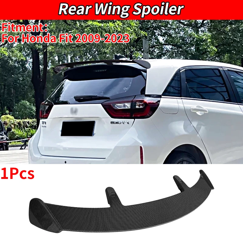 

For Honda Fit 2009-2023 Year Roof Spoiler ABS Plastic Carbon Fiber Look Rear Trunk Wing Car Body Kit Exterior Accessories