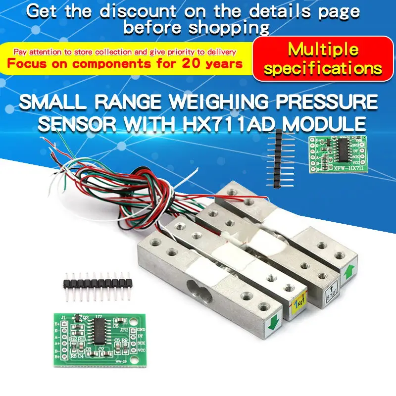 2PCS Digital Load Cell Weight Sensor Weighing Module 1kg,5kg,10kg,20kg Small Range Weighing Pressure Sensor with HX711AD Module