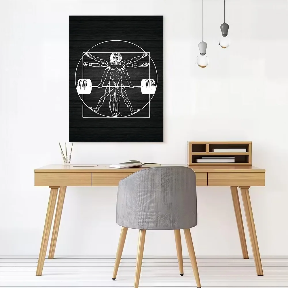 Vitruvian Barbell Man Poster Canvas Wall Art Custom Photo Print Modern Painting for Fans Decor Living Room Decoration Wand Deko