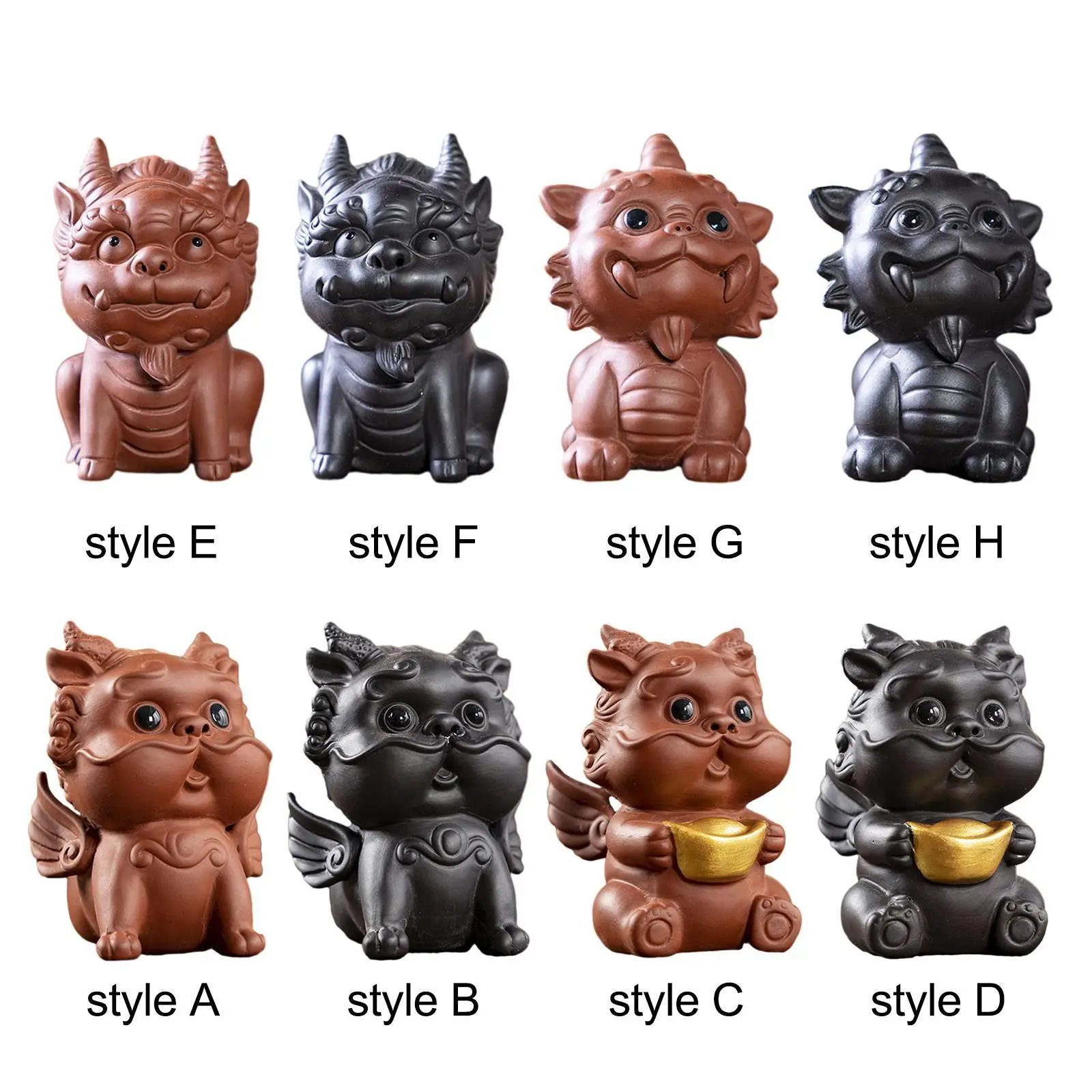 Miniature Pixiu Figurine Zhaocai Purple Clay Tea Pet Decoration Lucky Beast Pixiu Ornament for Home Living Room Table Bookcase