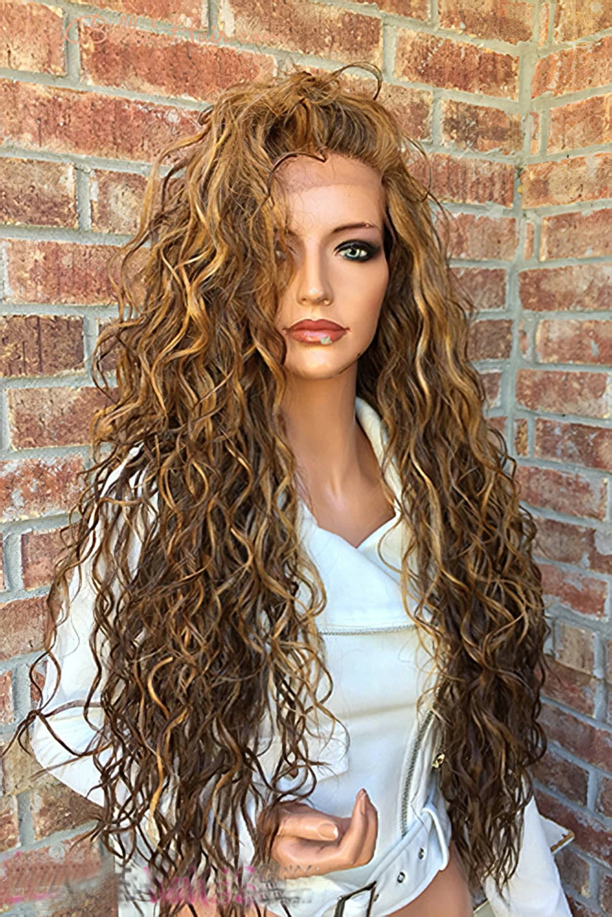 22 Inch Long Curly Lace Front Wigs 100% Indian Remy Human Hair costume wig with body hair