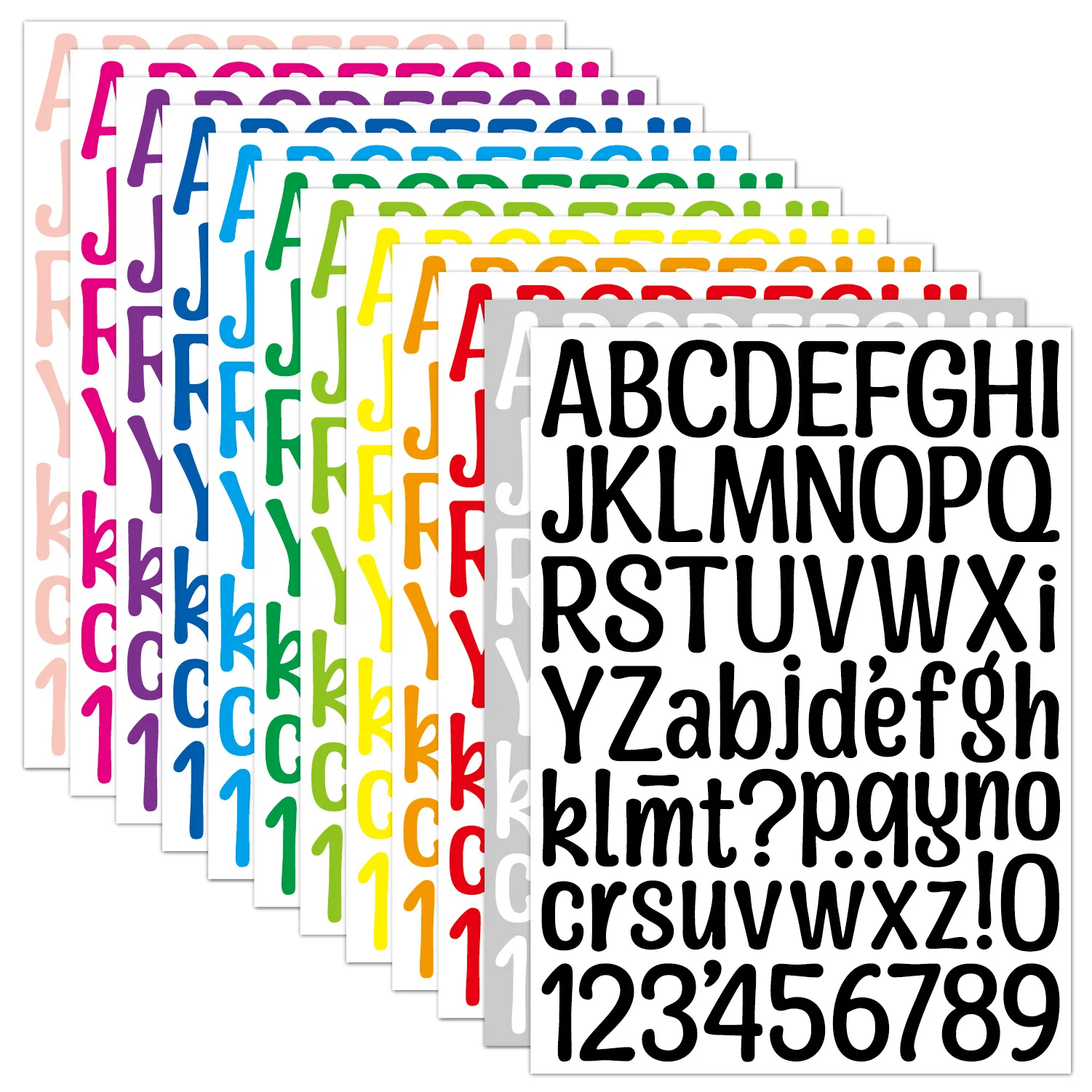 1.5 Inch Multicolor Letter & Number Stickers, Waterproof Alphabet Combo for Holiday Gift DIY Decoration