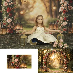 Flower Arch Lantern Wedding Backdrops Spring Floral Arch Entrance Kids Baby Photography Child Photocall Decors Garden Background