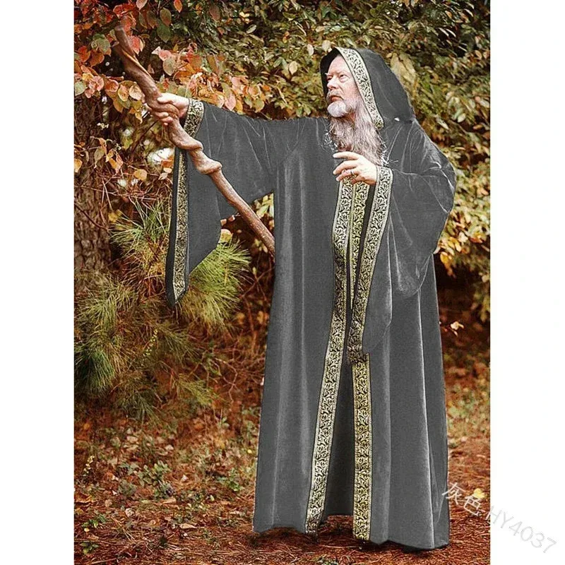 COSda@ Medieval Cape Adult Cape with Hood Dead Vampire Assistant Monk Witch Costume Priest Pastor Robe RobeCOSda@
