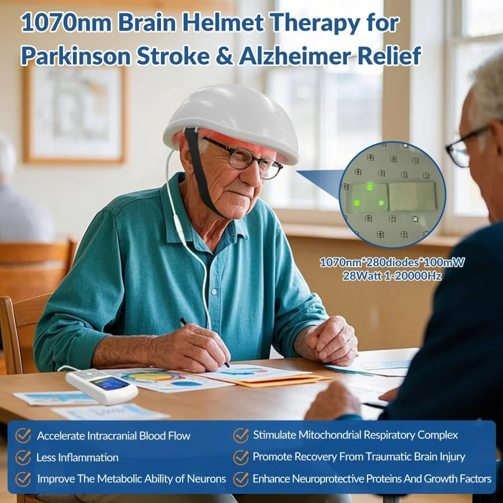 1070nm Near Infrared PBM Transcranial Stimulation Therapy Helmet for Brain Care Injury Repair Stroke Hemiplegia Memory Loss